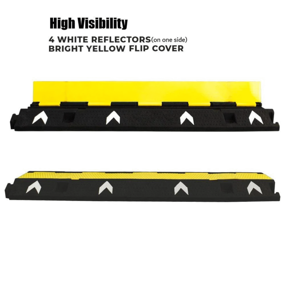 2 Channel PVC Reflective Cable Protector Ramp with Flip Open Lid