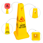 4 Sides View Caution Wet Floor Safety Cone - Yellow for Safety