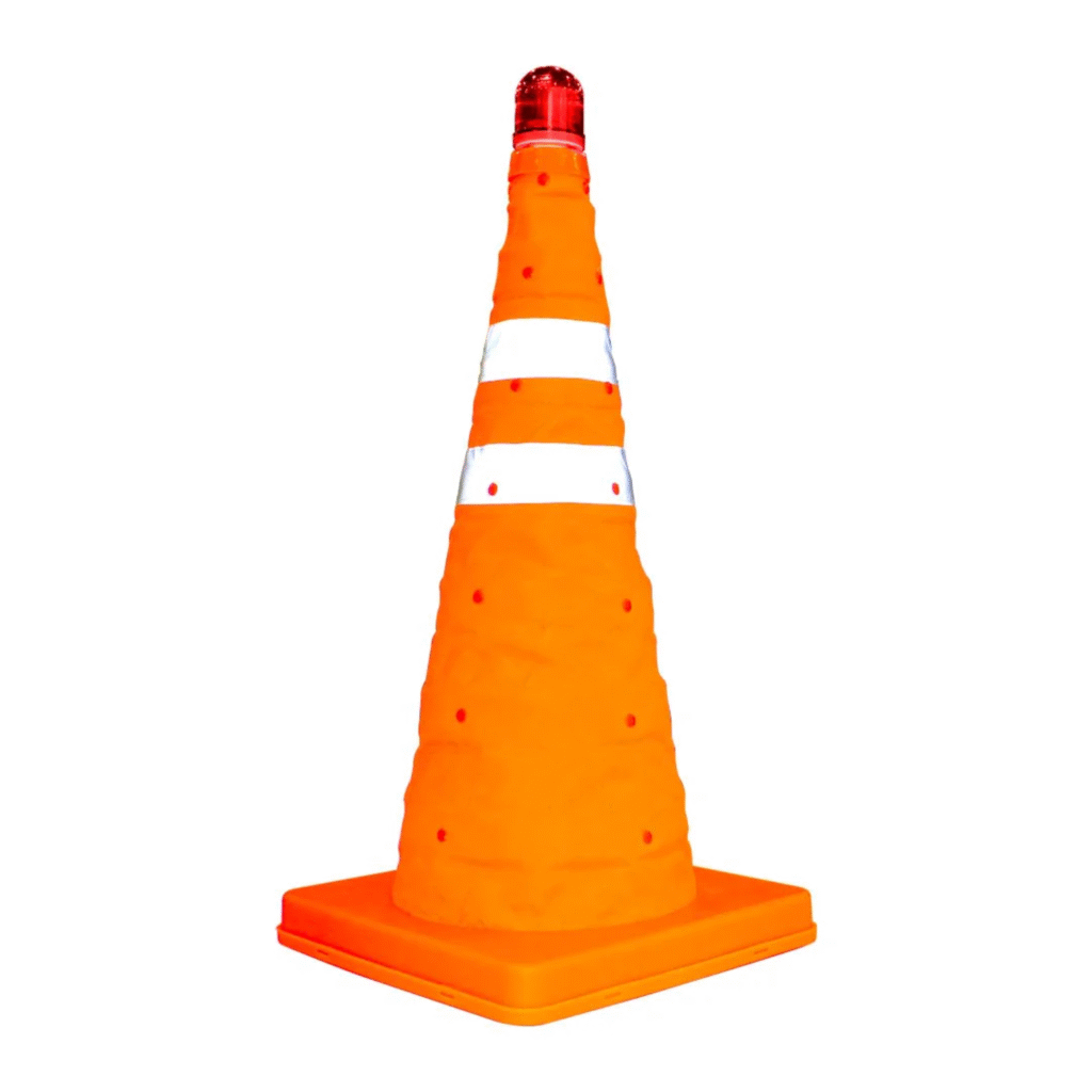 Foldable Cone 50 CM with Two Reflective Sheets and Red Color Warning Light