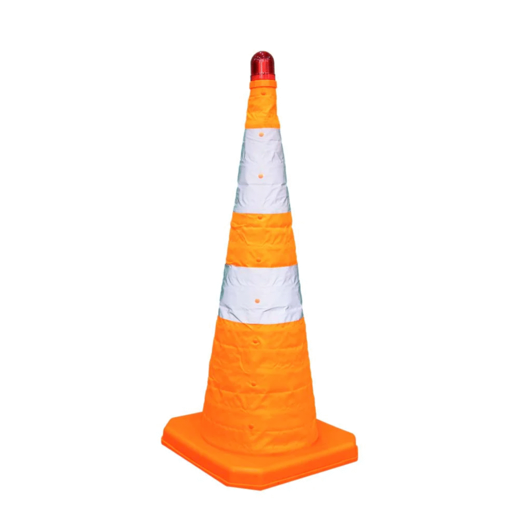 Foldable Cone 70 CM with Two Reflective Sheets and Red Color Warning Light
