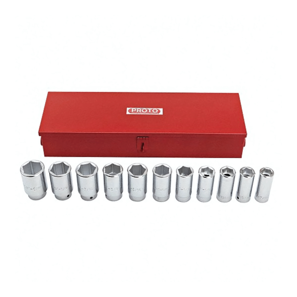 PROTO J55108 12-Piece 3/4 in. Drive SAE Deep 12-Point Hand Socket Set with Satin Finish