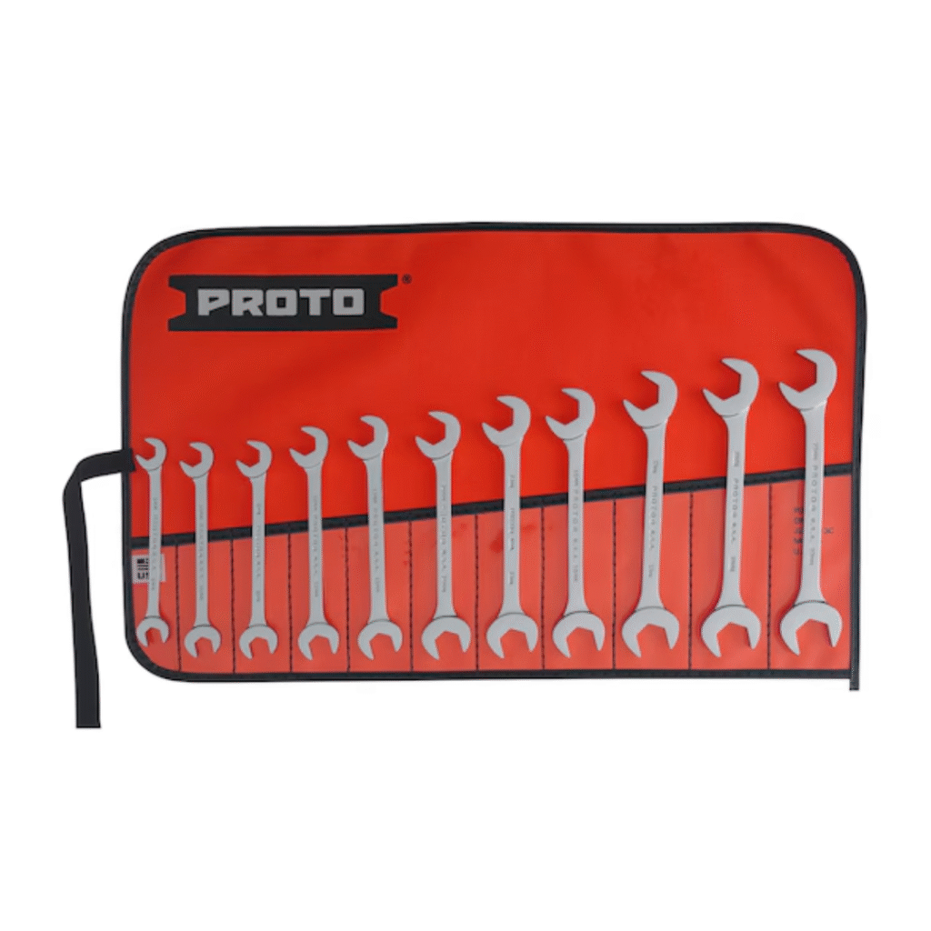 Proto J3100M 11-Piece Full Polish Metric Angle Open-End Wrench Set