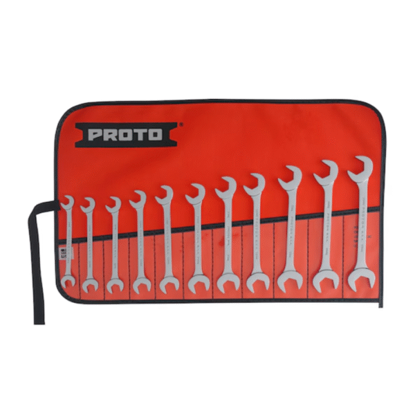 Proto J3100M 11-Piece Full Polish Metric Angle Open-End Wrench Set