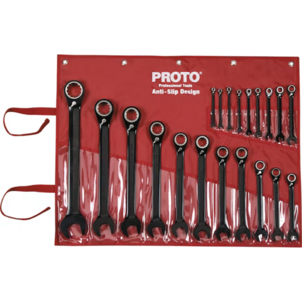 Proto Stanley JSCV-20S 20-Piece Black Chrome Reversible Combination Ratchet Wrench Set - Spline