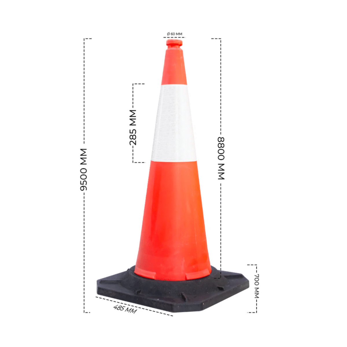 Traffic Cone 100cm 5 KG with Reflective Sheet