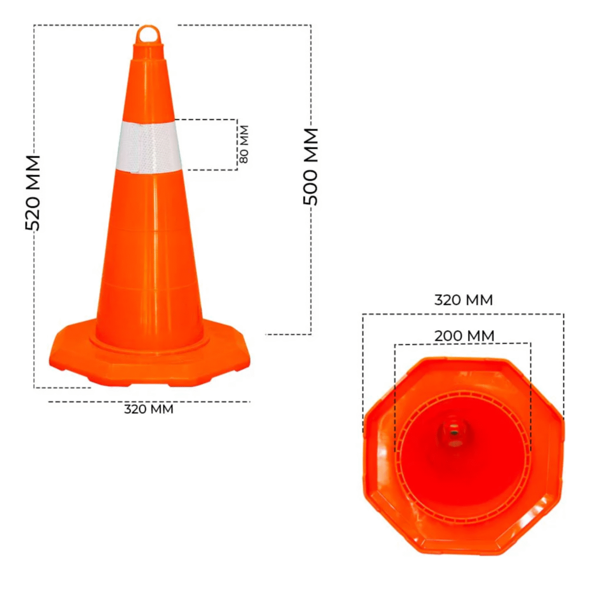 Traffic Cone 50 MM for Safety  Unbreakable Full Soft PVC Reflective Traffic Cone