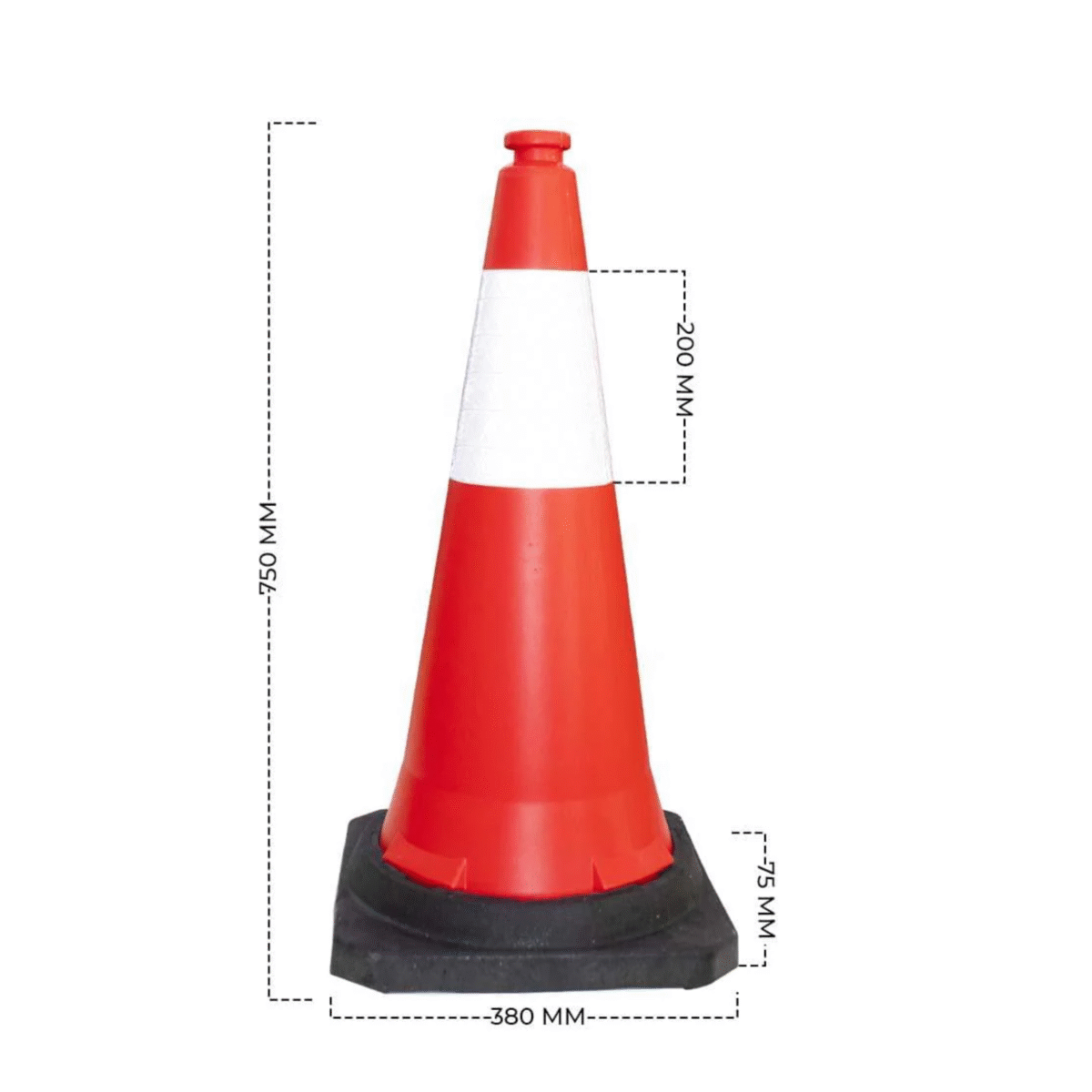 Traffic Cone 75 x 40CM PPC with PE Base - Red