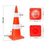 Traffic Cone 750 MM | Unbreakable Full Soft PVC Reflective Safety Cone