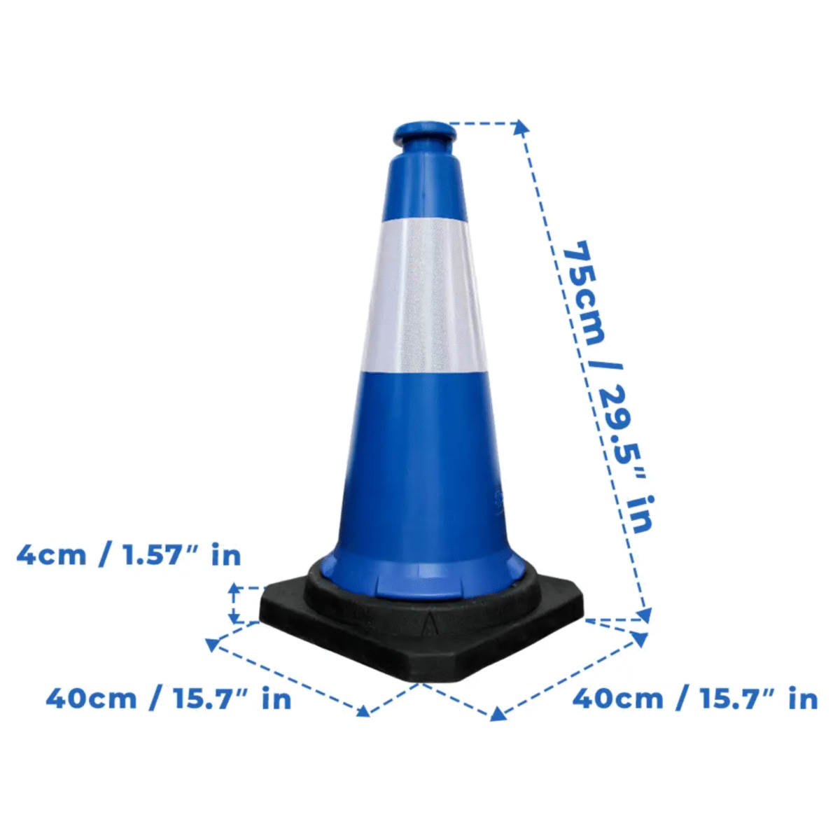 Traffic Safety Cone with Reflective Collar & PE Base 75CM - Blue