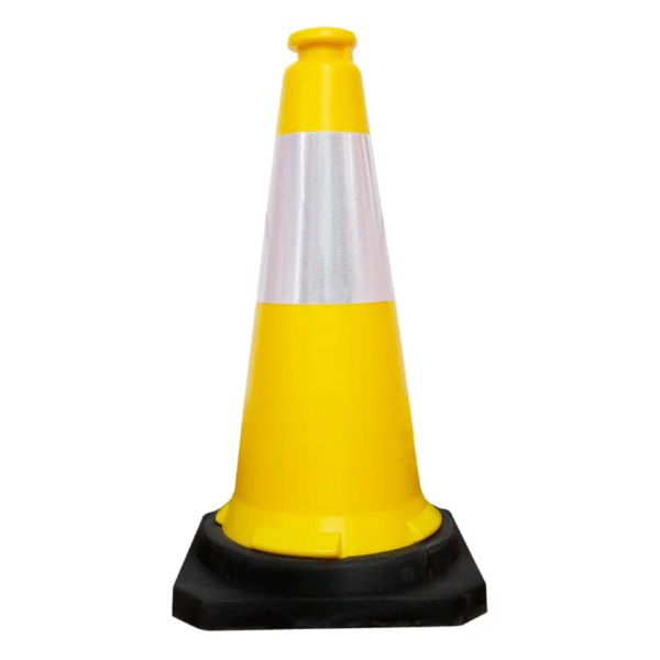 Traffic Safety Cone with Reflective Collar & PE Base 75CM - Yellow