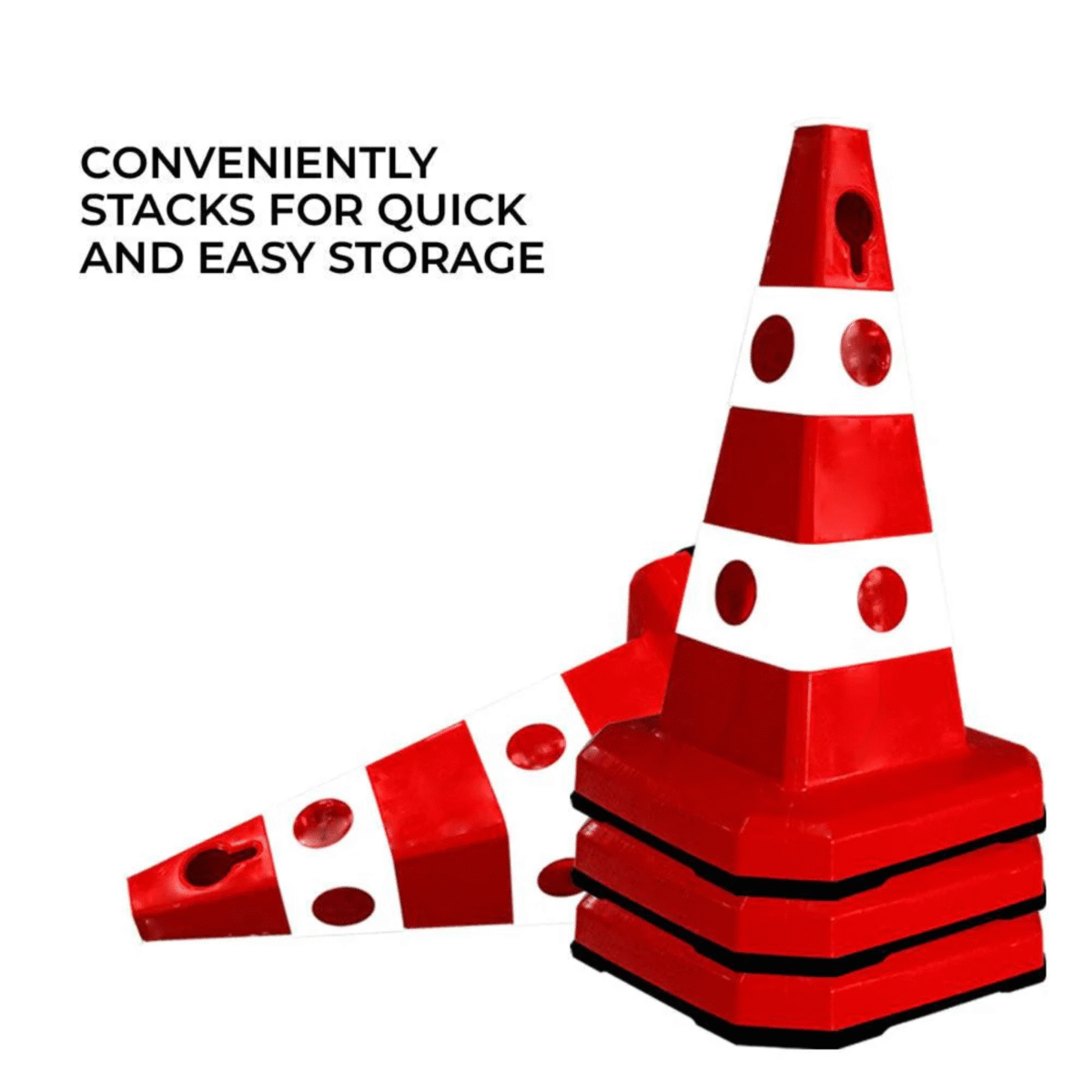 Unbreakable Safety Traffic Cone 620 MM with Cat-Eyes Lenses