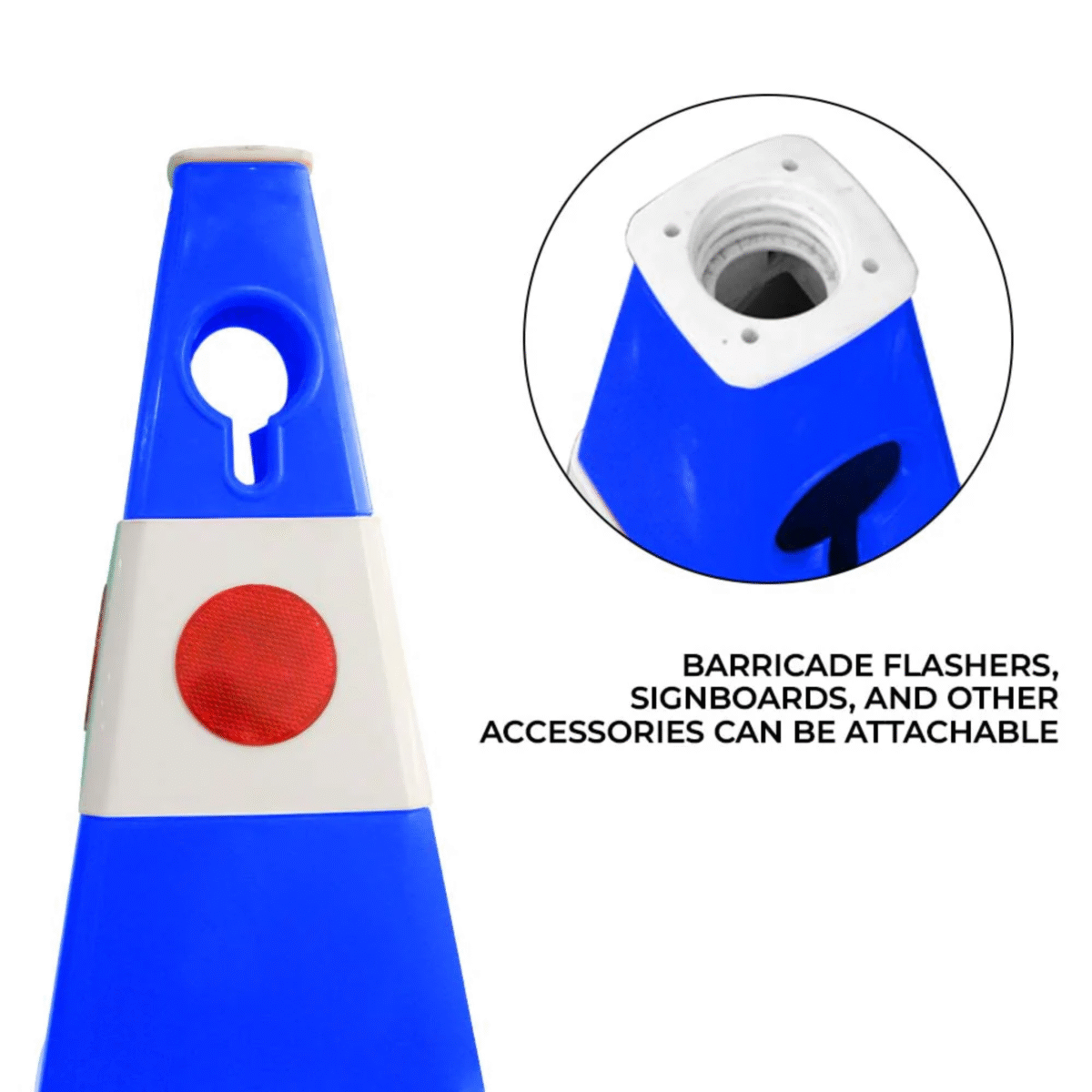 Unbreakable Safety Traffic Cone 620 MM with Cat-Eyes Lenses