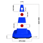 Unbreakable Safety Traffic Cone 620 MM with Cat-Eyes Lenses