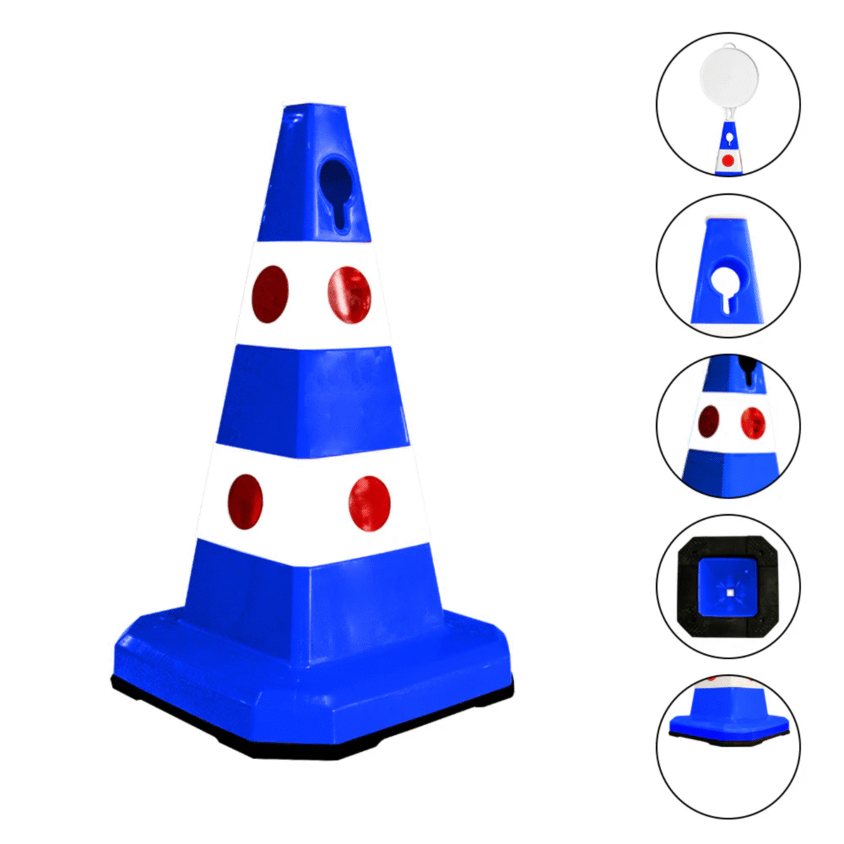 Unbreakable Safety Traffic Cone 620 MM with Cat-Eyes Lenses