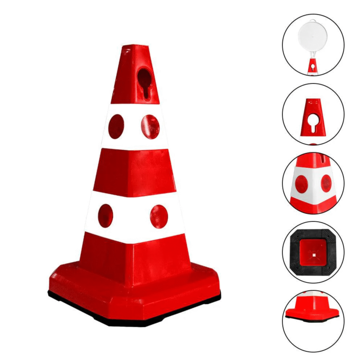 Unbreakable Safety Traffic Cone 620 MM with Cat-Eyes Lenses