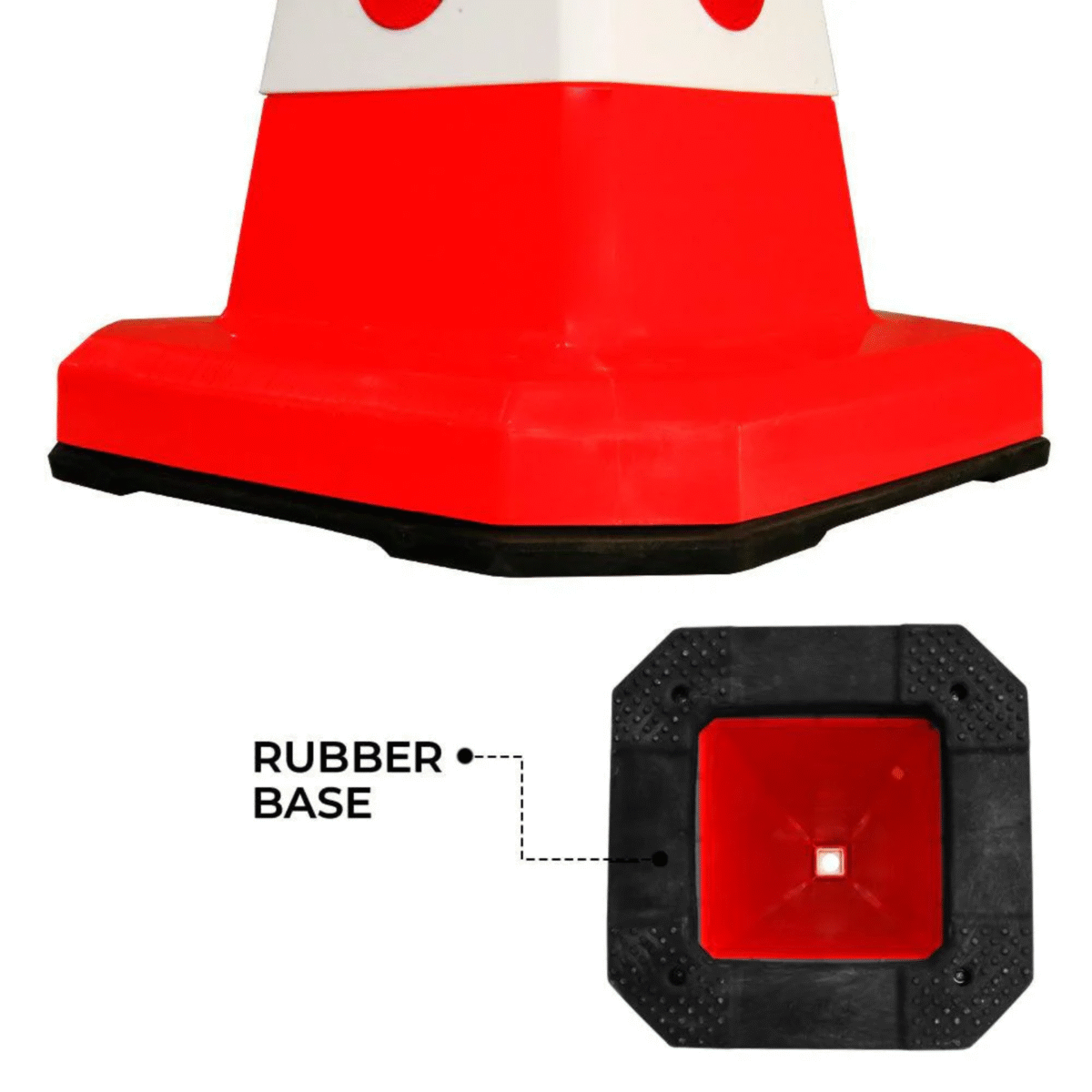 Unbreakable Safety Traffic Cone 620 MM with Cat-Eyes Lenses
