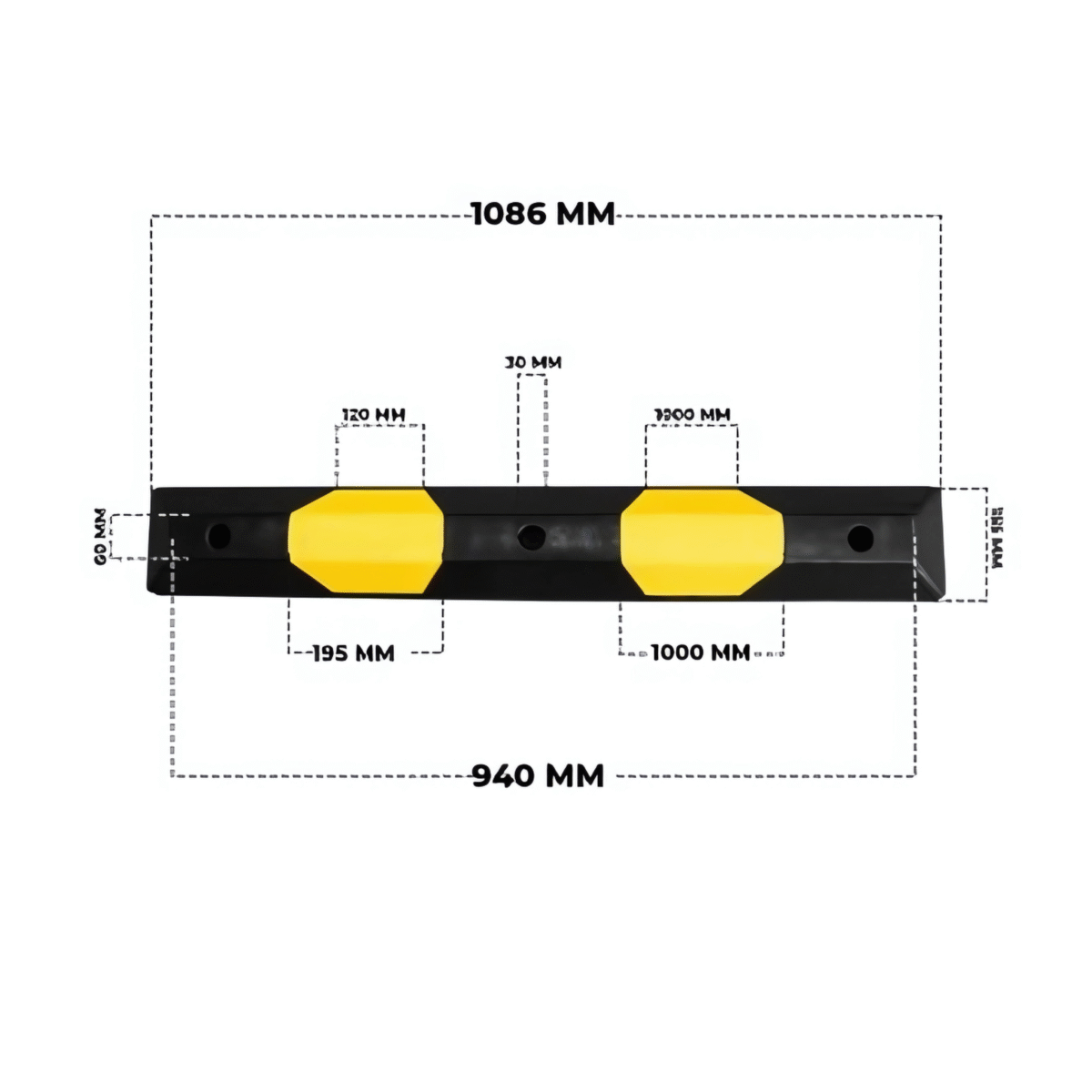 Wheel Stop PPC with Yellow Reflectors 110CM AHSL-12233 UB